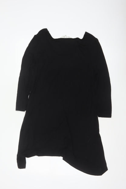 Rocha John Rocha Women Black Size 14 Floral Sequin Asymmetric Tunic Top