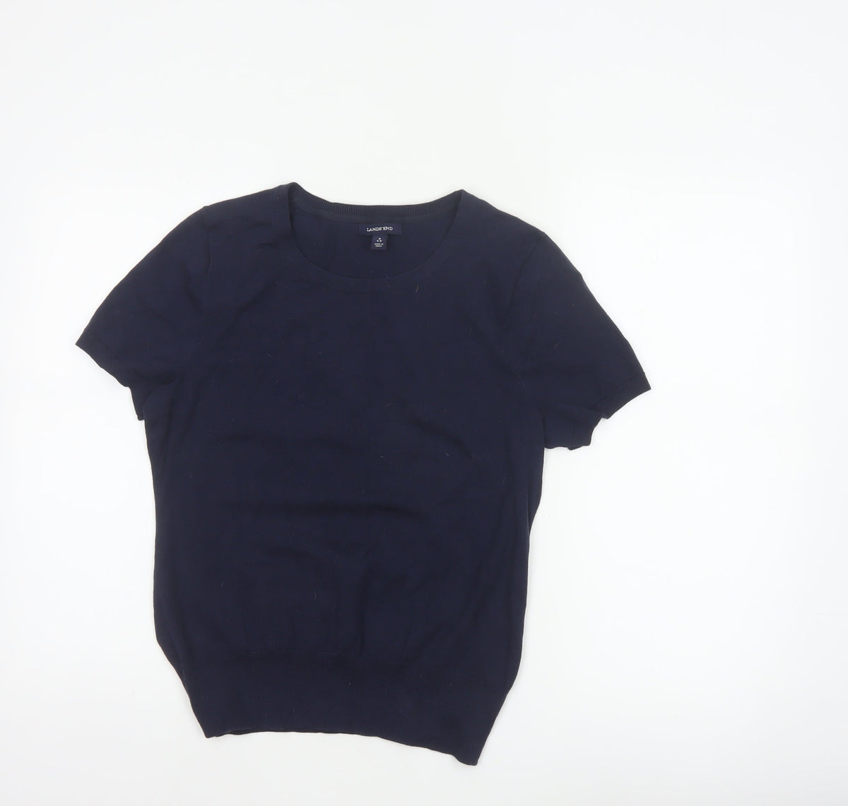 Lands' End Women’s Blue Size 8 Bamboo Blend Knit Crew Neck T-Shirt