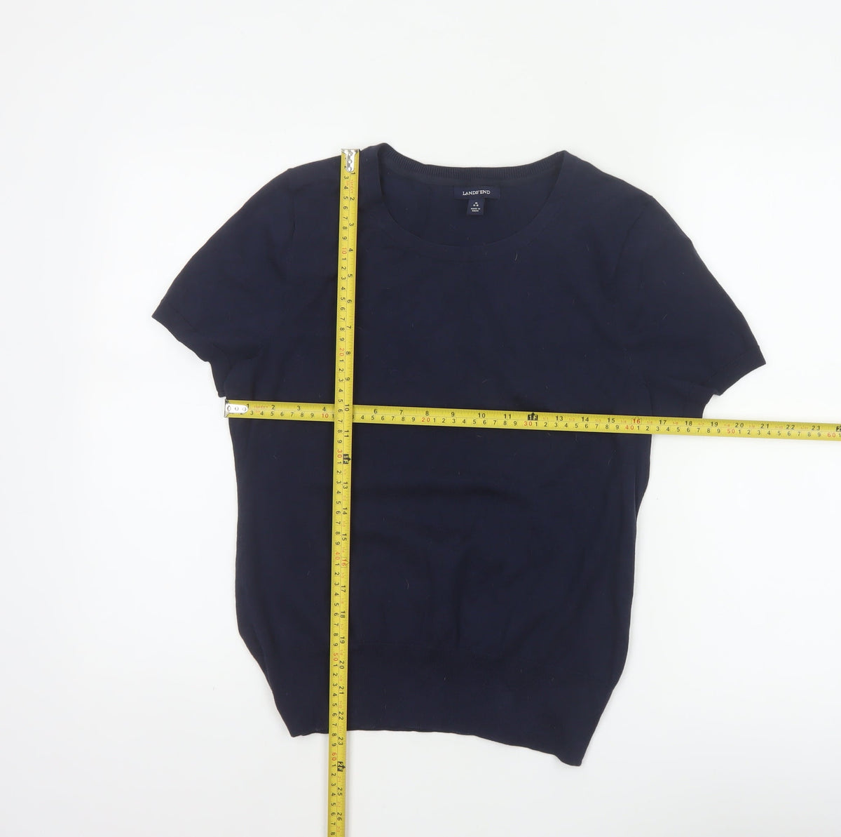 Lands' End Women’s Blue Size 8 Bamboo Blend Knit Crew Neck T-Shirt
