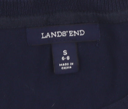 Lands' End Women’s Blue Size 8 Bamboo Blend Knit Crew Neck T-Shirt