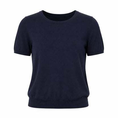 Lands' End Women’s Blue Size 8 Bamboo Blend Knit Crew Neck T-Shirt