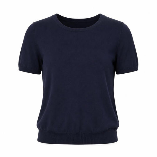 Lands' End Women’s Blue Size 8 Bamboo Blend Knit Crew Neck T-Shirt