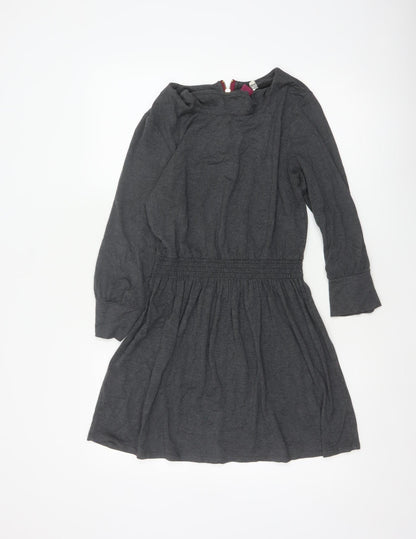 Joules Women Grey Marl UK 10 Fit & Flare Cowl Neck Long Sleeve Dress