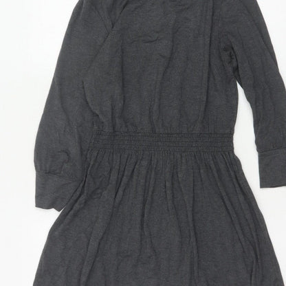 Joules Women Grey Marl UK 10 Fit & Flare Cowl Neck Long Sleeve Dress