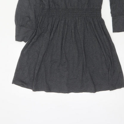 Joules Women Grey Marl UK 10 Fit & Flare Cowl Neck Long Sleeve Dress