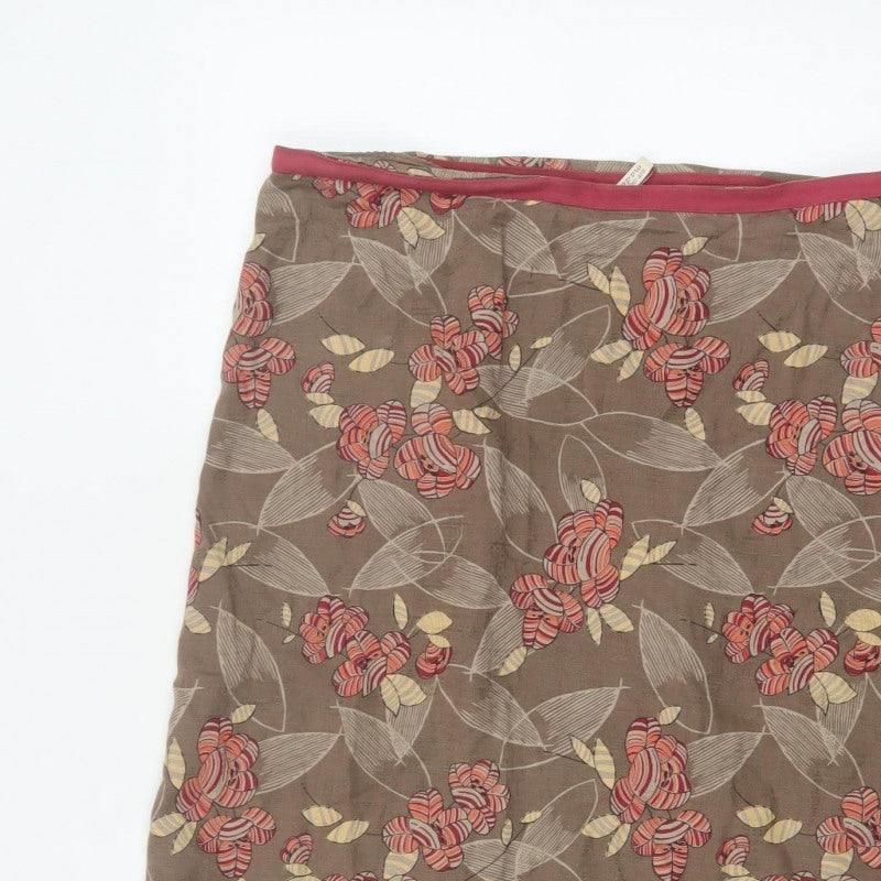 Ann Louise Stokell Women Brown Floral Pencil Skirt UK 12 Knee Length