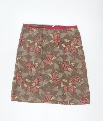 Ann Louise Stokell Women Brown Floral Pencil Skirt UK 12 Knee Length