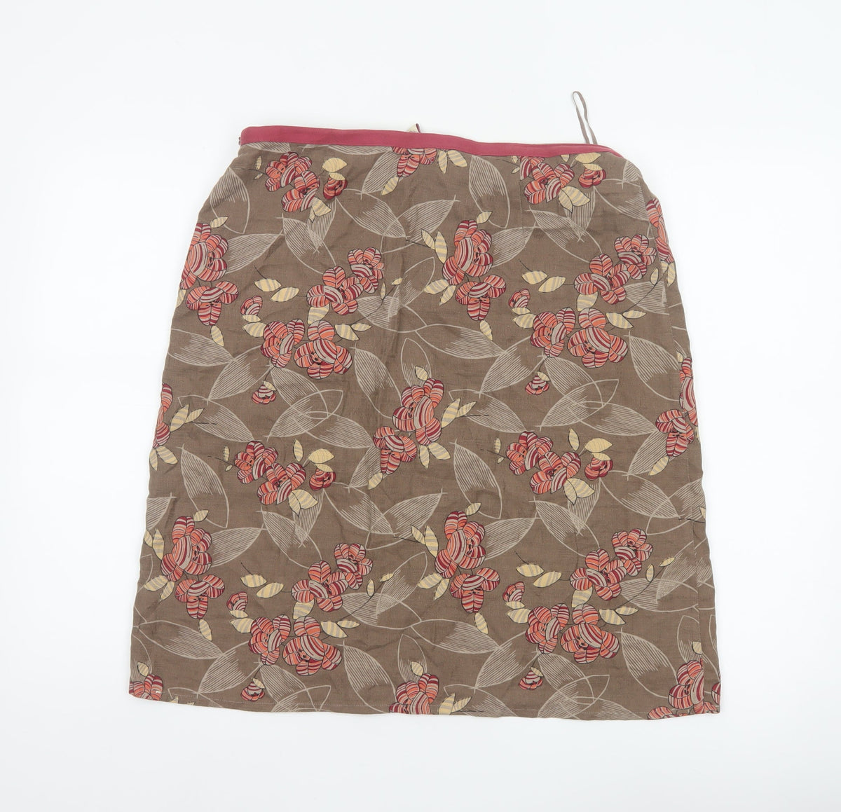 Ann Louise Stokell Women Brown Floral Pencil Skirt UK 12 Knee Length