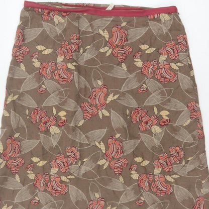 Ann Louise Stokell Women Brown Floral Pencil Skirt UK 12 Knee Length