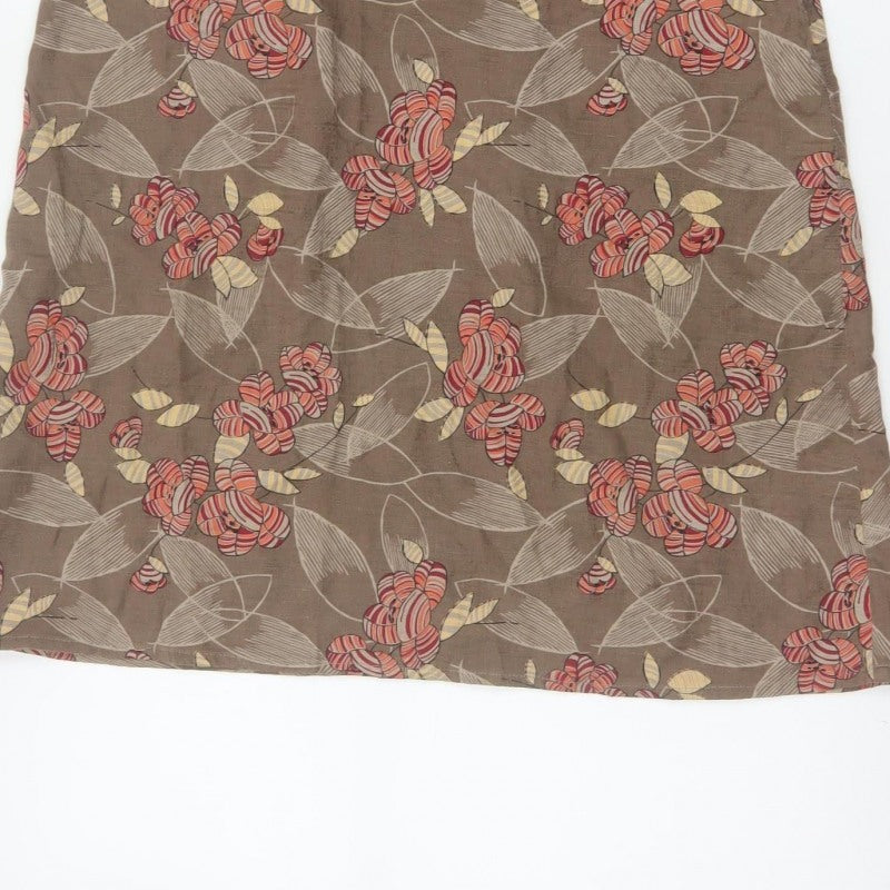 Ann Louise Stokell Women Brown Floral Pencil Skirt UK 12 Knee Length