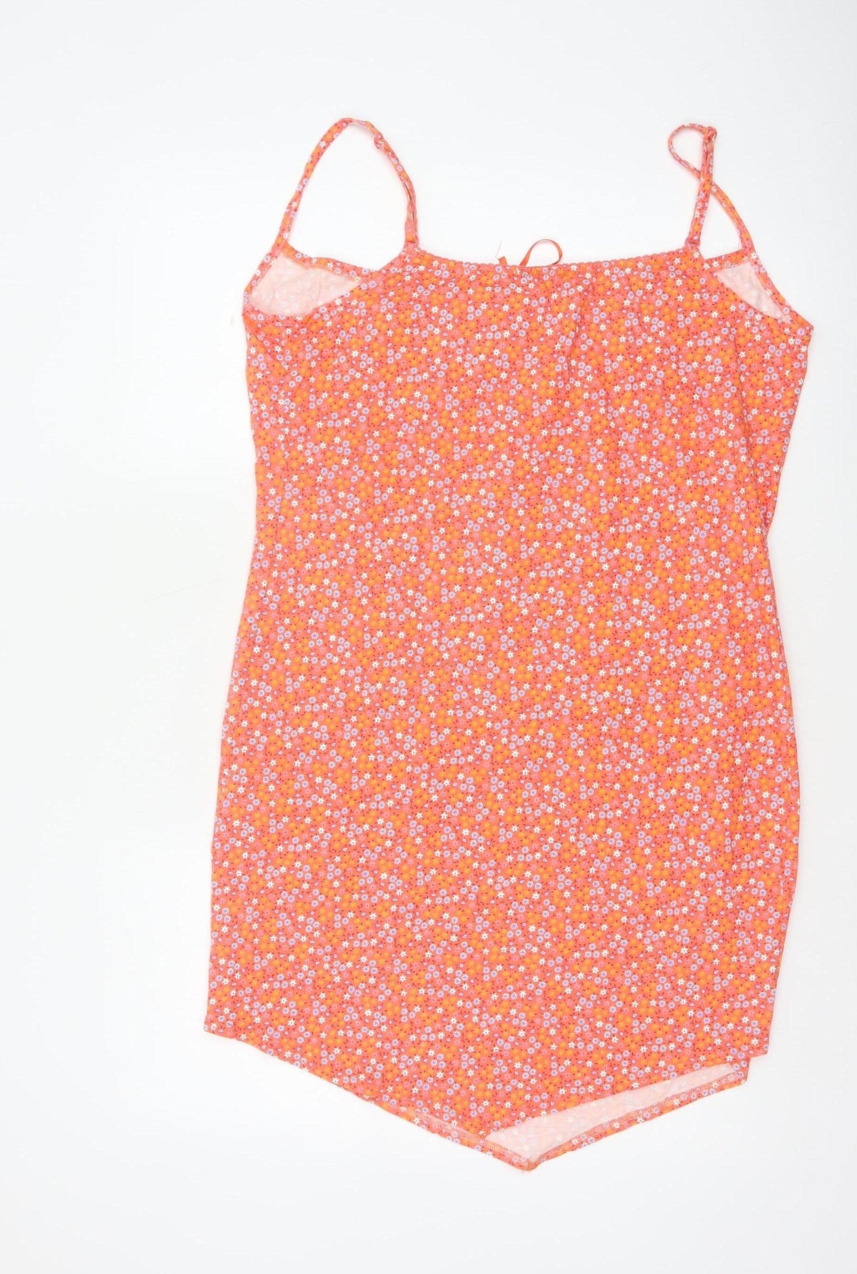 Etam Women’s Orange Floral Cotton UK 14 Slip Mini Dress