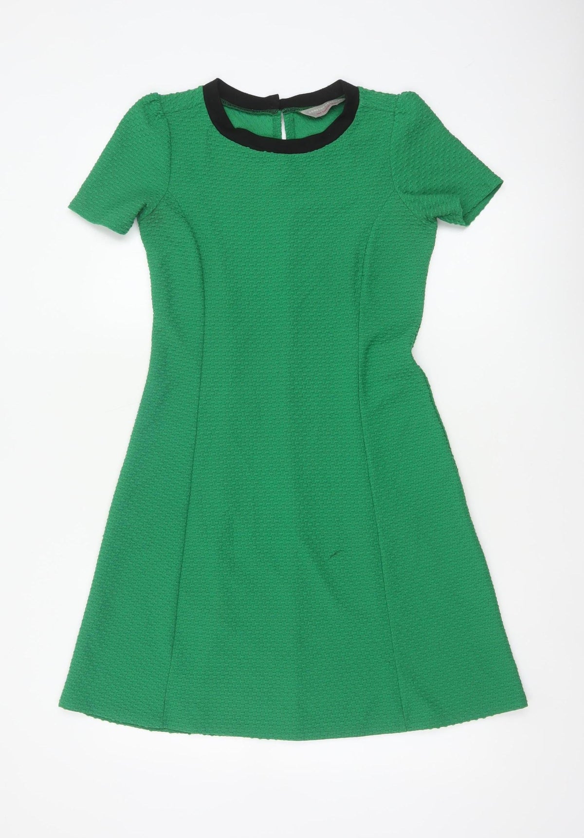 Dorothy Perkins Women Green UK 8 A-Line Knee Length Textured Dress