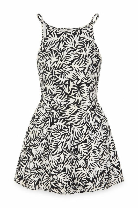 Topshop Women Black Ivory UK 10 Zebra Print Sleeveless Playsuit
