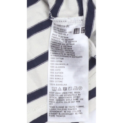 Uniqlo Women Ivory Navy Striped XS Basic Cotton Long Sleeve T-Shirt