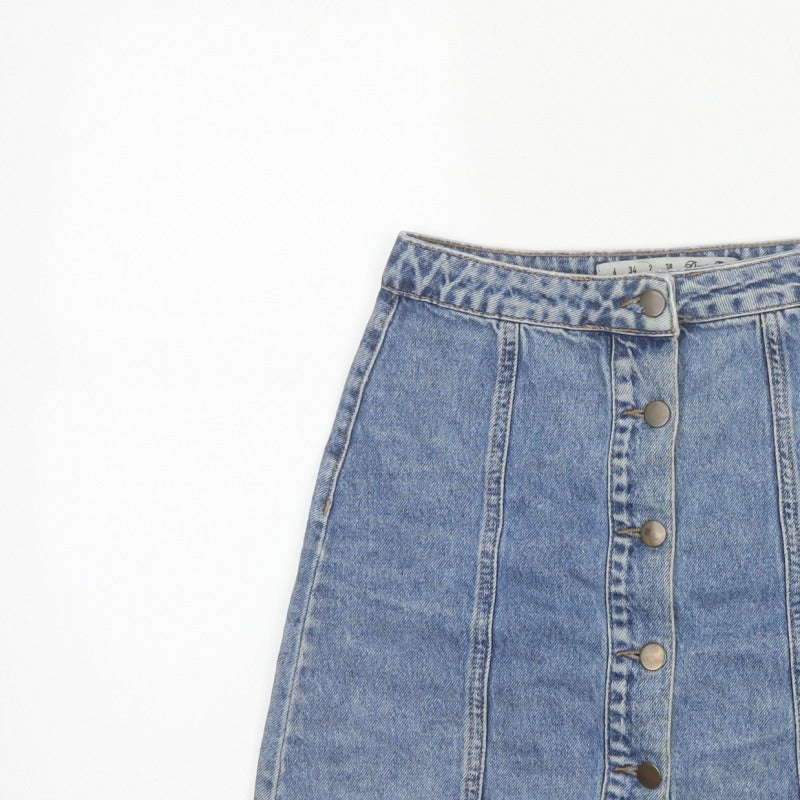Denim Co. Women’s Blue UK 6 Button Front Denim Mini Pencil Skirt