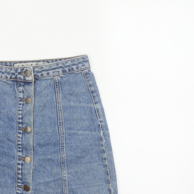 Denim Co. Women’s Blue UK 6 Button Front Denim Mini Pencil Skirt