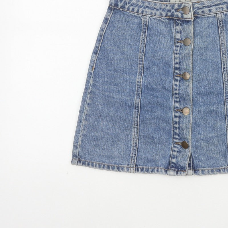 Denim Co. Women’s Blue UK 6 Button Front Denim Mini Pencil Skirt