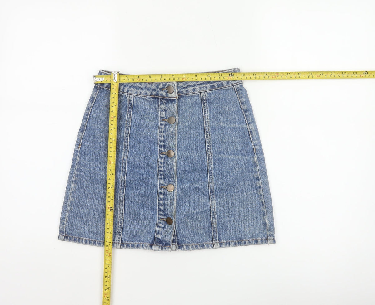 Denim Co. Women’s Blue UK 6 Button Front Denim Mini Pencil Skirt