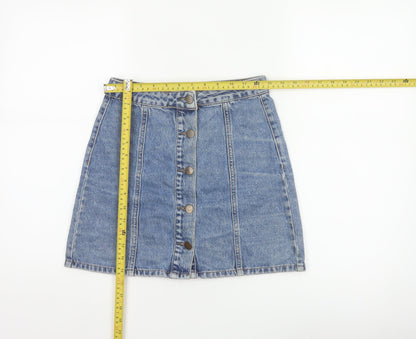 Denim Co. Women’s Blue UK 6 Button Front Denim Mini Pencil Skirt