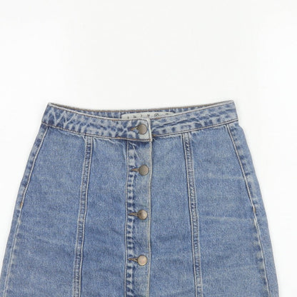 Denim Co. Women’s Blue UK 6 Button Front Denim Mini Pencil Skirt