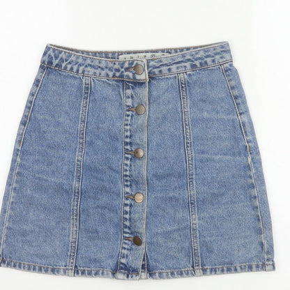 Denim Co. Women’s Blue UK 6 Button Front Denim Mini Pencil Skirt