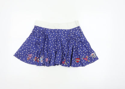 Laura for Topshop Women’s Blue S Skater Mini Sailboat Embroidered Skirt
