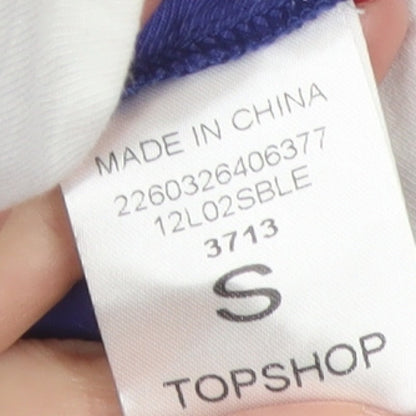 Laura for Topshop Women’s Blue S Skater Mini Sailboat Embroidered Skirt