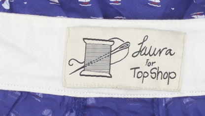 Laura for Topshop Women’s Blue S Skater Mini Sailboat Embroidered Skirt