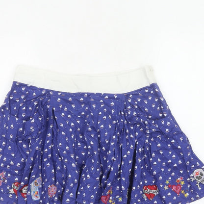 Laura for Topshop Women’s Blue S Skater Mini Sailboat Embroidered Skirt