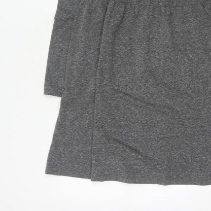 M&S Women Grey UK 10 Fit & Flare Long Sleeve Jersey Knee Dress