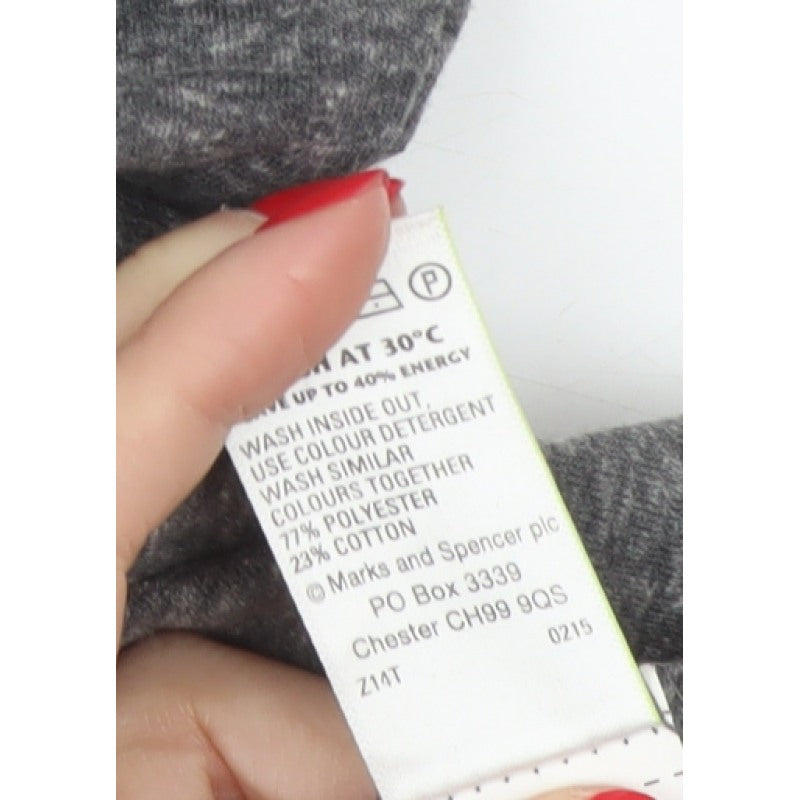 M&S Women Grey UK 10 Fit & Flare Long Sleeve Jersey Knee Dress