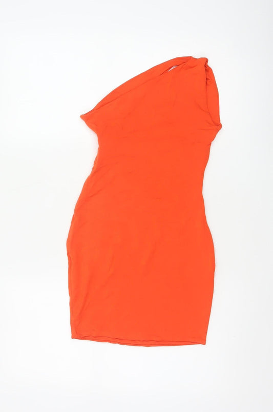Oh Polly Women Orange UK 8 One Shoulder Bodycon Knee Dress