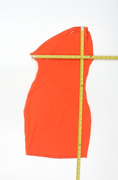 Oh Polly Women Orange UK 8 One Shoulder Bodycon Knee Dress
