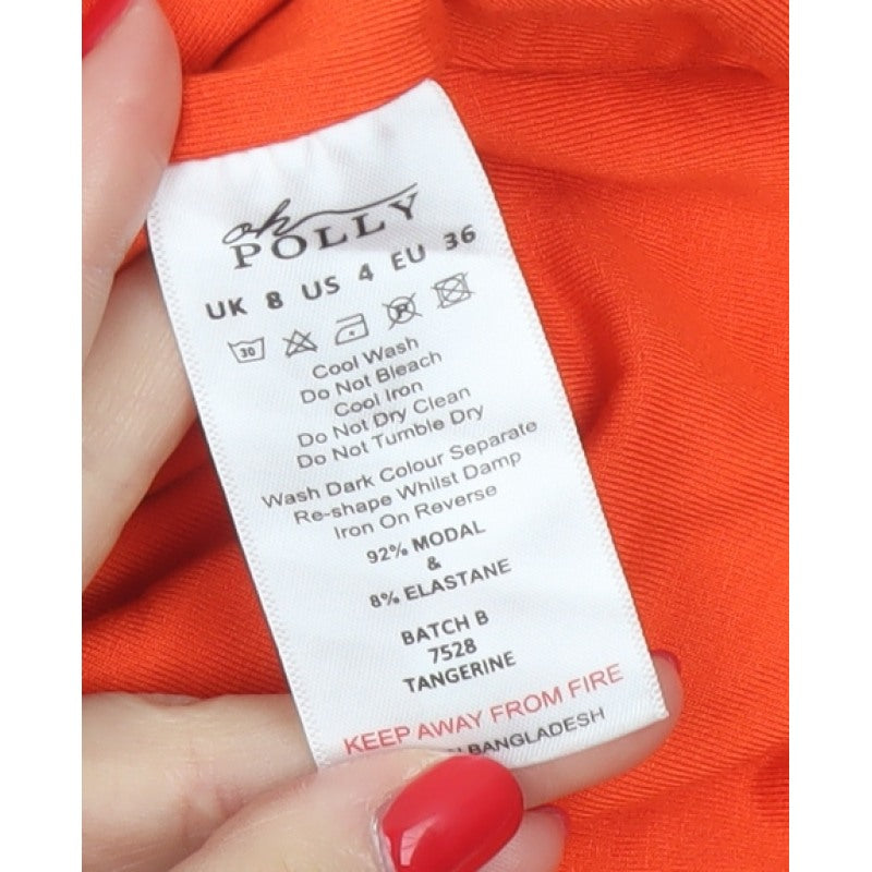 Oh Polly Women Orange UK 8 One Shoulder Bodycon Knee Dress