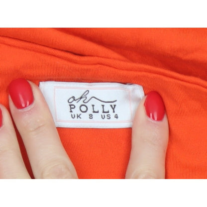 Oh Polly Women Orange UK 8 One Shoulder Bodycon Knee Dress