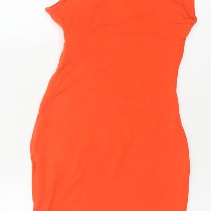 Oh Polly Women Orange UK 8 One Shoulder Bodycon Knee Dress