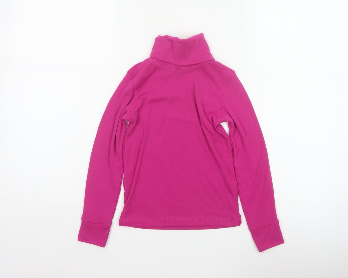 Mountain Warehouse Girls Pink 5-6 Years Thermal Roll Neck Long Sleeve Top