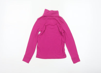 Mountain Warehouse Girls Pink 5-6 Years Thermal Roll Neck Long Sleeve Top