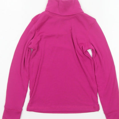 Mountain Warehouse Girls Pink 5-6 Years Thermal Roll Neck Long Sleeve Top
