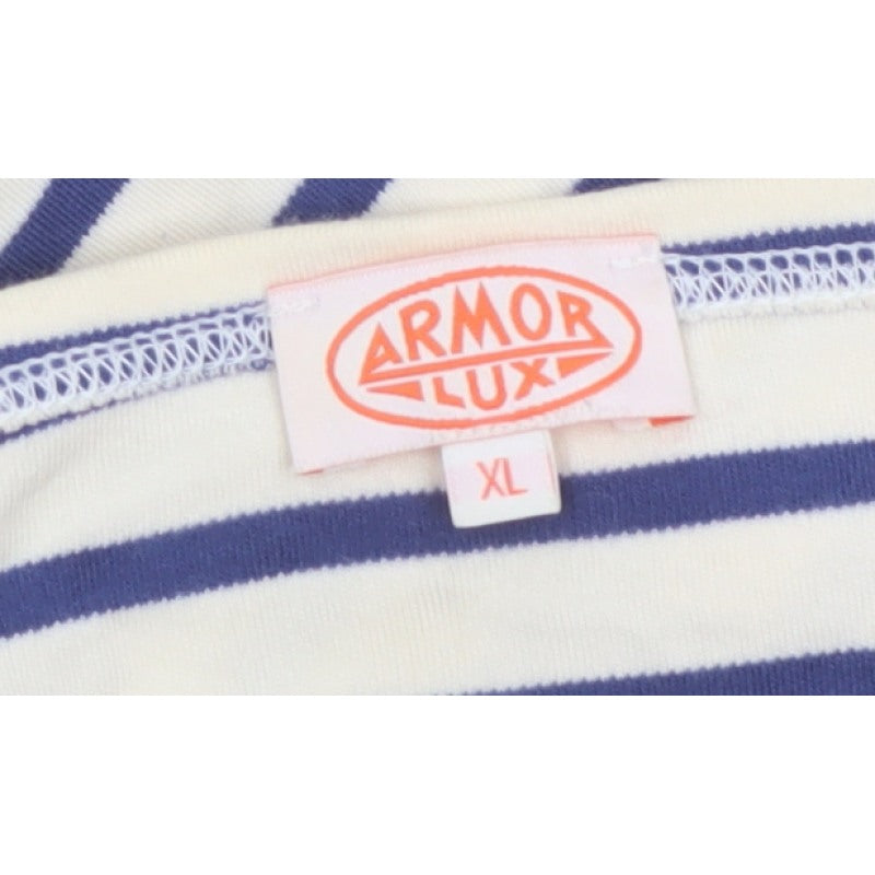Armor Lux Women Blue Ivory Stripe Boat Neck Long Sleeve T-Shirt XL