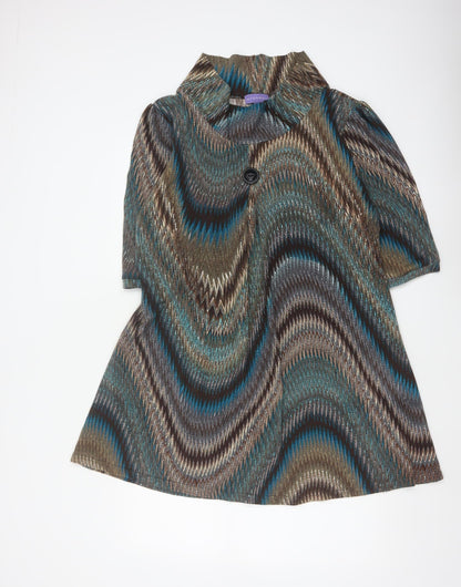Autonomy Women Multicoloured UK 18 Geometric Jacket Dress 3/4 Sleeve