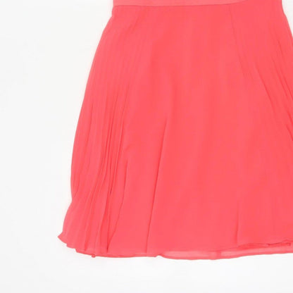 Coast Women Pink UK 8 Midi Fit & Flare Pleated Chiffon Occasion Dress