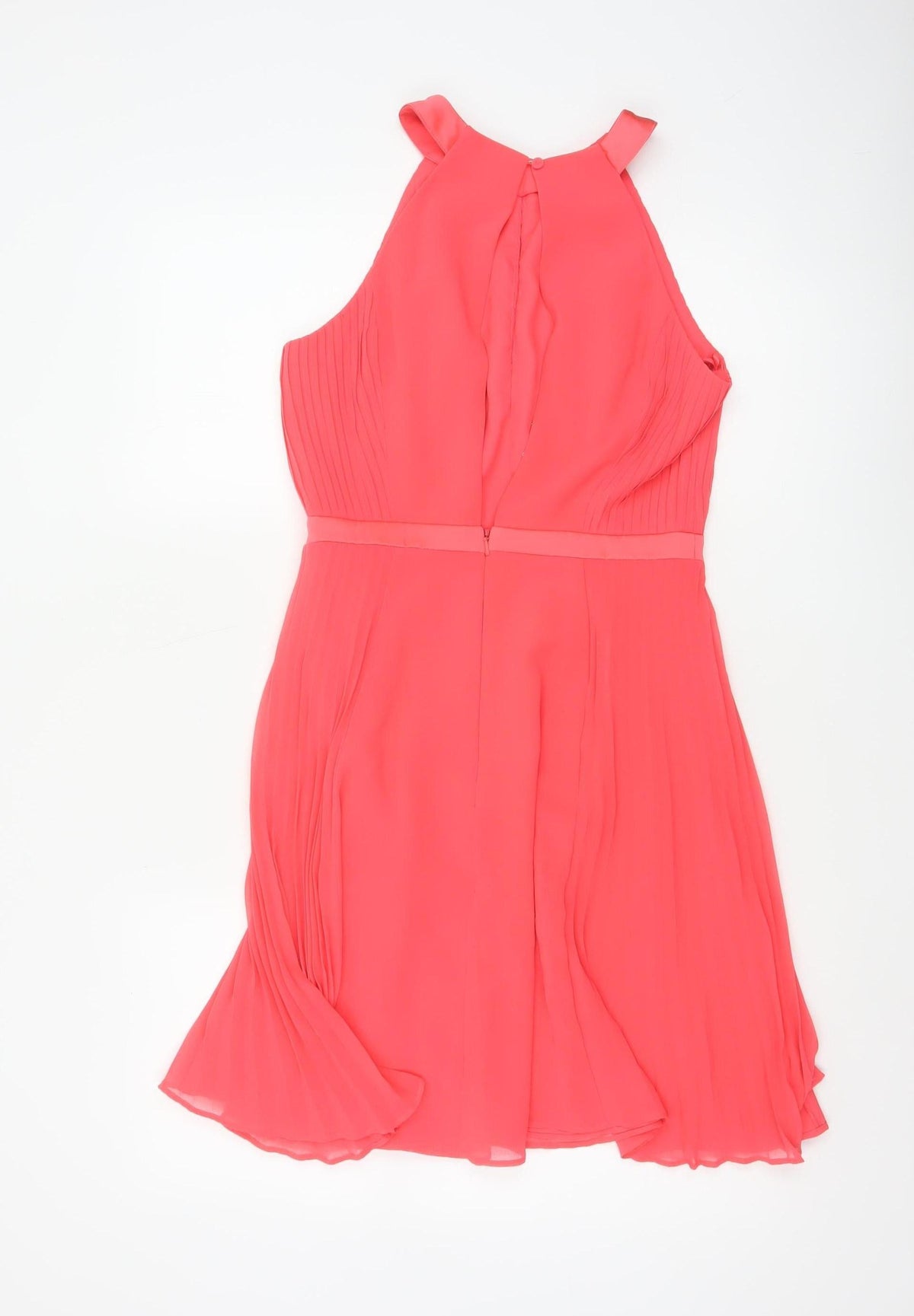 Coast Women Pink UK 8 Midi Fit & Flare Pleated Chiffon Occasion Dress