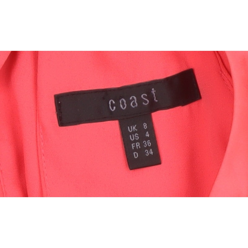 Coast Women Pink UK 8 Midi Fit & Flare Pleated Chiffon Occasion Dress