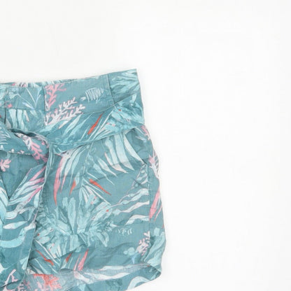 FatFace Women’s Blue Tropical Paperbag Tie Waist Shorts UK 12