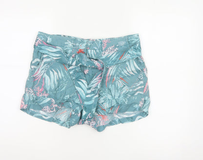 FatFace Women’s Blue Tropical Paperbag Tie Waist Shorts UK 12