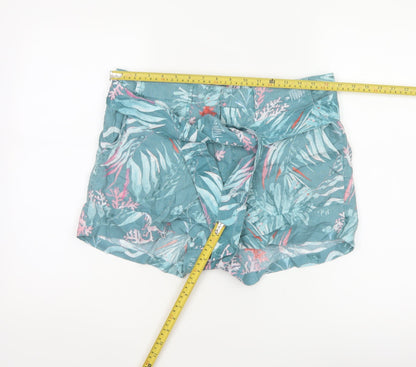FatFace Women’s Blue Tropical Paperbag Tie Waist Shorts UK 12