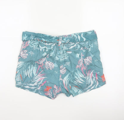 FatFace Women’s Blue Tropical Paperbag Tie Waist Shorts UK 12