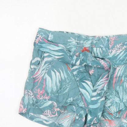 FatFace Women’s Blue Tropical Paperbag Tie Waist Shorts UK 12