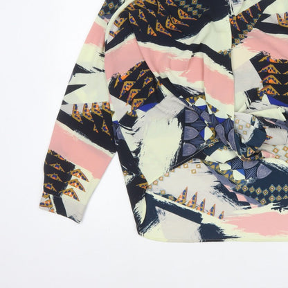 Per Una M&S Women Multicoloured UK 12 Wrap Geometric Long Sleeve Blouse